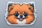 Charming Pomeranian Face Sticker, Cute Big Eyes in High-Resolution, cute dog face sticker