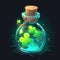 Charming potion and clover leaf doodle, Generative AI