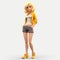 Charming Princess Avatar Woman In Shorts With Yellow Jacket - 3d Render Cartoon