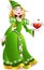 Charming princess in green dress give a heart