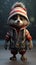 Charming Raccoon Wearing a Striped Beanie in Unreal Engine 5 Style .