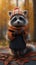 Charming Raccoon Wearing Striped Beanie in Unreal Engine 5 Style .