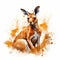Charming Realism: Orange Watercolor Illustration Of A Bush Kangaroo