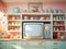 Charming Retro Dining Space and Kitchen with Pastel Vintage TVs