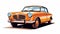 Charming Retro Illustration Of A Classic Orange Car