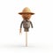 Charming Scarecrow Figure On Wooden Stick - Minimalistic Childbook Drawing