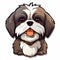 Charming Shih Tzu Cartoon Drawing In Gray And Brown Vector