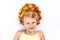 Charming smiling child with hair adorned with floral headband