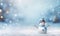 Charming Snowman Standing Proudly in a Winter. Christmas Card.