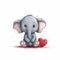 Charming Speedpainting Of A Cute Little Elephant With A Red Heart