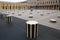 The charming square of Domaine National du Palais-Royal and the Columns of Buren at the Palais-Royalin Paris