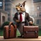 A charming squirrel in a tiny business suit and briefcase, looking ready for a day at the office1