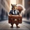 A charming squirrel in a tiny business suit and briefcase, looking ready for a day at the office3