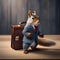 A charming squirrel in a tiny business suit and briefcase, looking ready for a day at the office4