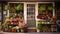 A charming storefront of a flower shop, complete with a quaint sign and colorful flowers