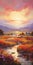 Charming Sunset Landscape Illustration By Tiffany Scott