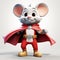 Charming Superhero Mouse In Red Cloak And Cape - Childlike Illustrations