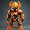 Charming Toy Orange Robot With Horns And Black Gloves