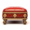 Charming Vignette Big Red Ottoman With Gold Detailing