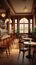 Charming vintage cafe, 3D rendered with abundant classic furniture and ambiance