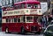 Charming vintage double decker bus about to begin a city tour