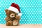 Charming vintage teddy bear with santa ha