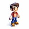 Charming Voxel Art Illustration Of Minecraft Character Lucas In Red Shirt And Jeans