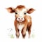 Charming Watercolor Calf Illustration On White Background
