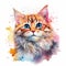 Charming Watercolor Cat Pose on a White Canvas