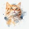 Charming Watercolor Cat Pose on a White Canvas