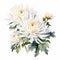 Charming Watercolor Chrysanthemum Painting With White Splendour Flowers