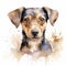 Charming Watercolor Dog Portrait with a Clean White Backdrop