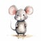 Charming Watercolor Illustration Of A Happy Grey Mouse