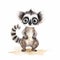 Charming Watercolor Lemur Illustration With Big Eyes
