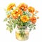 Charming Watercolor Marigold Bouquet Illustration In A Jar