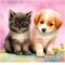 Charming Watercolor Pets - Puppy and Kitten. AI Generated