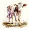 Charming Watercolor Portrait of a Cow on a Farm AI Generated