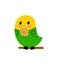 Charming wavy parrot eats cookies. Vector illustration. Concept with parrot for thematic design. Image of parrot