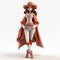 Charming Western Girl In Zbrush Style: Classic Glamour With A Cartoon Twist