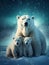 Charming White Bear Family in the Arctic North Pole