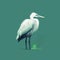 Charming White Heron Illustration In Minimalistic Speedpainting Style