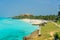 Charming wide open view of tranquil ocean, gorgeous white sand palm beach