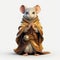 Charming Wizard Mouse Statue In Hyperrealistic Fantasy Style