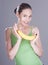 Charming woman with banana.