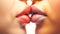 Charming women\\\'s lips of ideal shape, light touch of women\\\'s lips, female friendship, LGBT community. Close-up