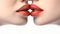 Charming women\\\'s lips of ideal shape, light touch of women\\\'s lips, female friendship, LGBT community. Close-up