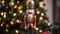 A charming wooden nutcracker figurine with intricate details,