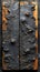 Charred dark wooden background, burnt wooden boards.