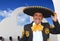 Charro mariachi portrait singing in mexican house