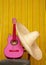 Charro mexican hat pink guitar